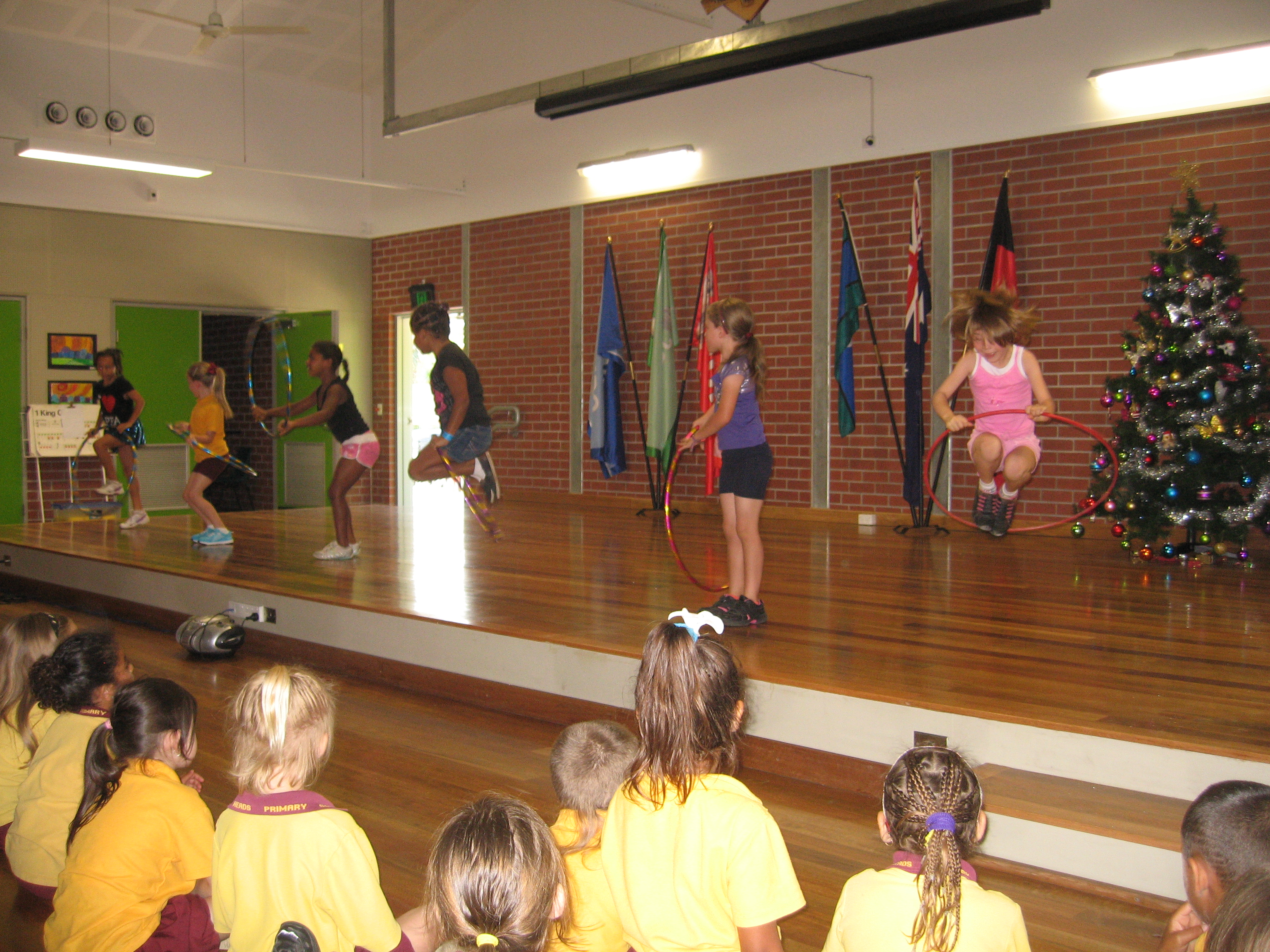 Hula hoop dancers in action