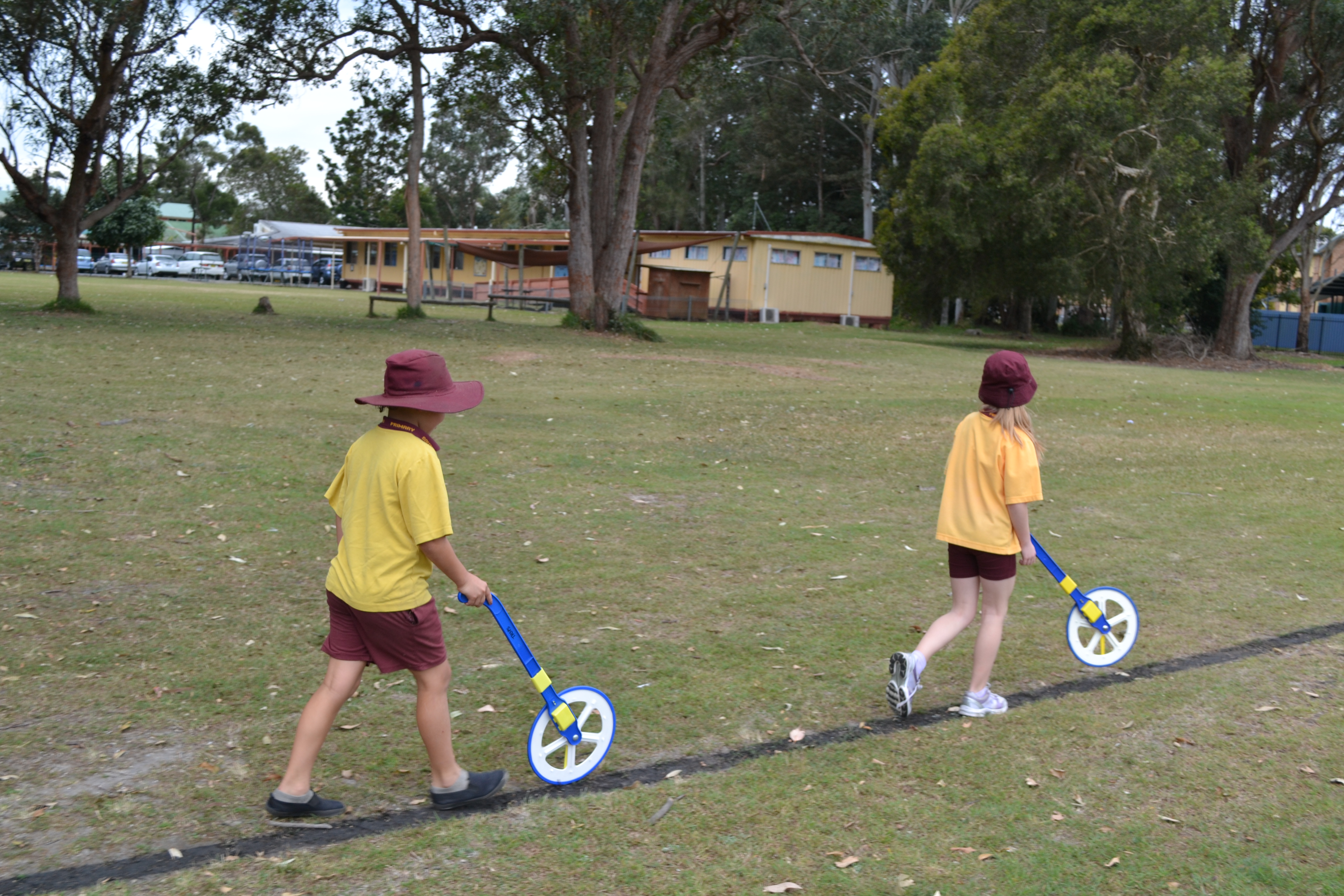 Using a trundle wheel to measure distance